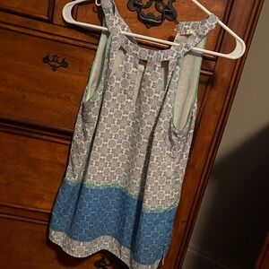 Blue and White Patterned Sleeveless Top